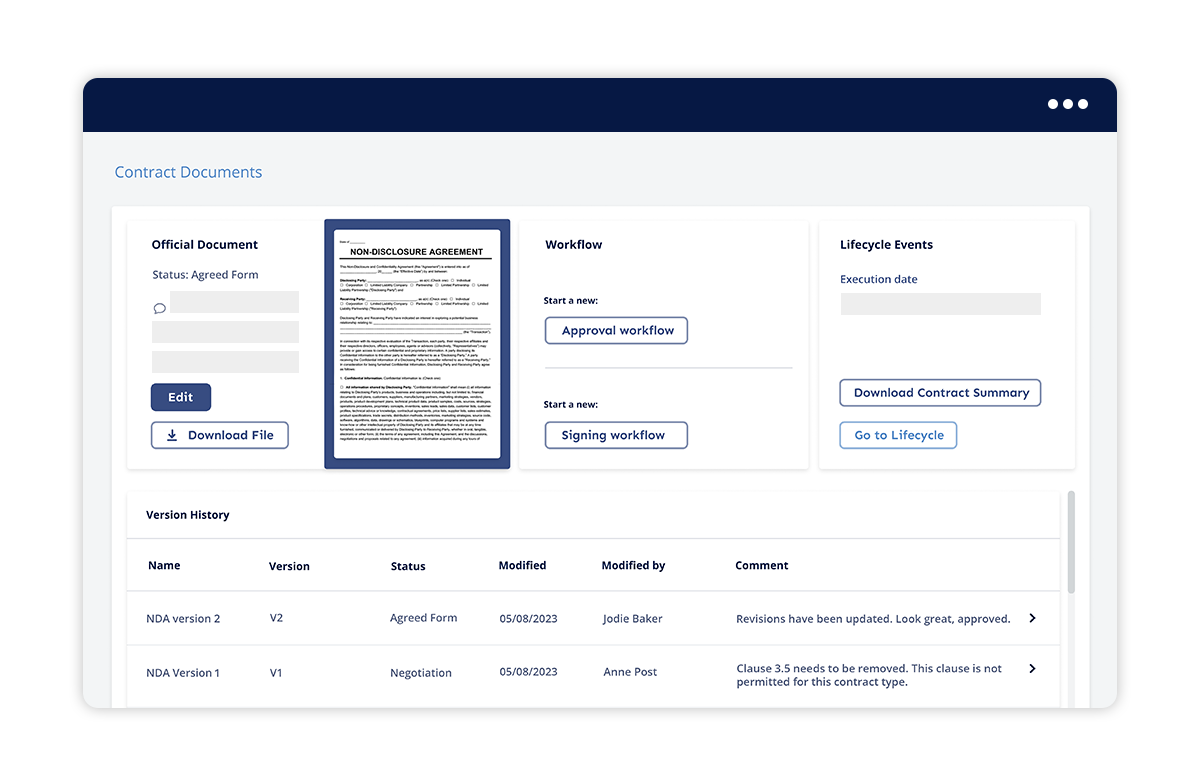 Xakia Contract Management - Contract Homepage